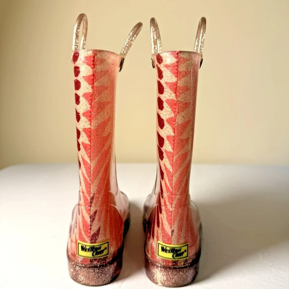 Western Chief Girls Tie Dye Lighted-Rose-Gold Rubber Boots Size 1 Rare